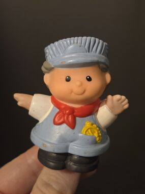Vintage Little People Train Engineer Conductor With Red Scarf